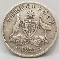 AUSTRALIA 1921 . THREEPENCE . gVERY FINE